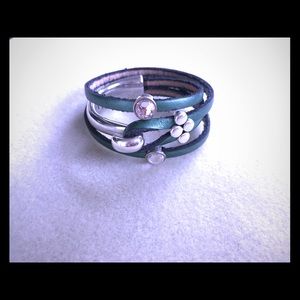 Double Wrap Leather 1/2 Cuff Bracelet